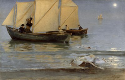 Skagboere gehen zum Nachtfischen. Später Sommerabend. von Peder Severin Krøyer